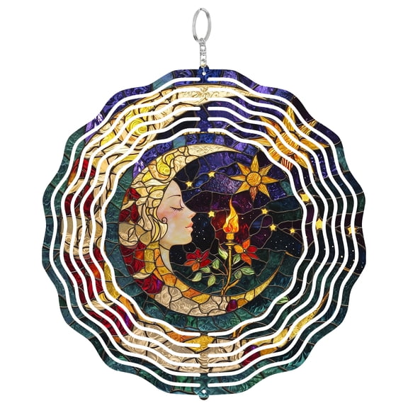 Moon Goddess Torch 3D Wind Spinner, Kinetic Outdoor Hanging Art
