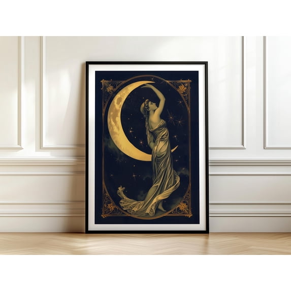 Moon Goddess Vintage Nouveau Celestial Poster , Poster Print Only ...