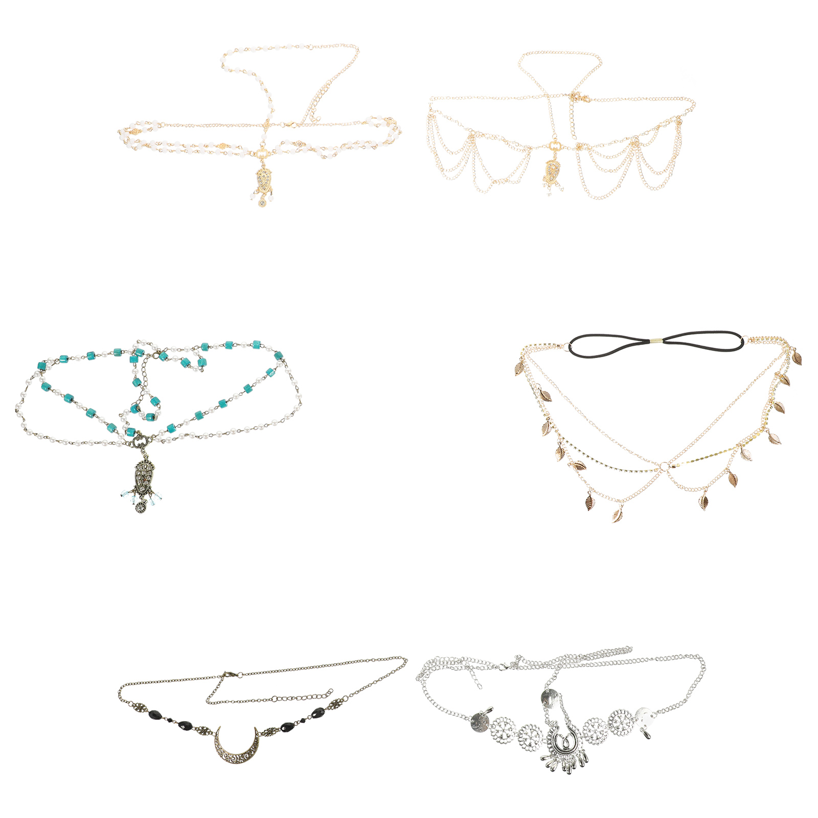 Moon Head Chain Hair Band Bridal Headpieces Rhinestone Fringe Trim