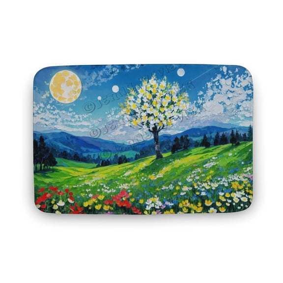 Moon Hill Flower Cloud Print Bath Rug, Coral Velvet, 20"x32",Comfortable, Soft,Bathroom Rugs Mat, Machine Wash Dry, Bath Mat for Bathroom Floor, Tub and Shower