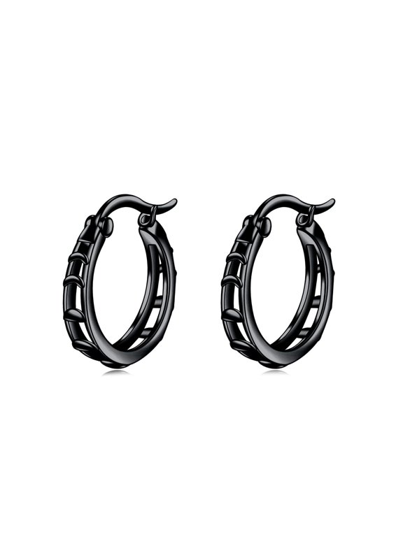 Moon Hoop Earrings Sterling Silver Moon Phase Earrings Black Small Celestial Jewelry for Women