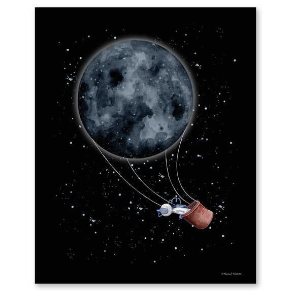 Moon Hot air balloon Gallery-Wrapped Canvas Wall Art