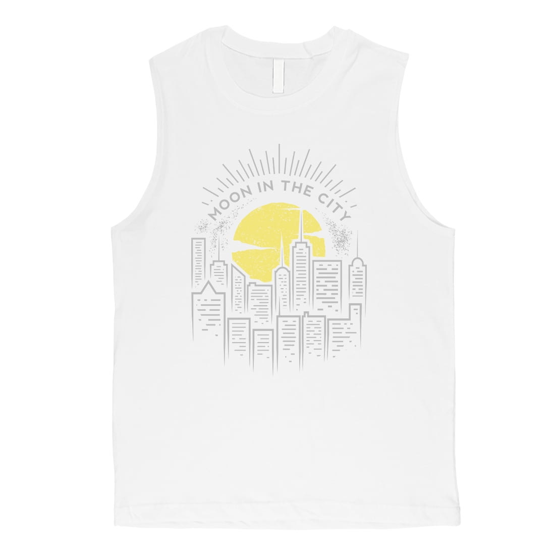 Moon In City Mens White Muscle Shirt
