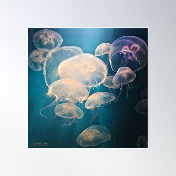 Moon Jellies Poster Wall Art, Modern Wall Decor, 16x16 UNFRAMED