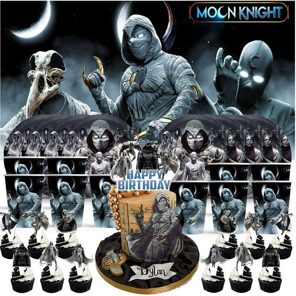 Moon Knight Birthday Cups Party Supplies Decor Backdrop Plates Fans Decorations Banner