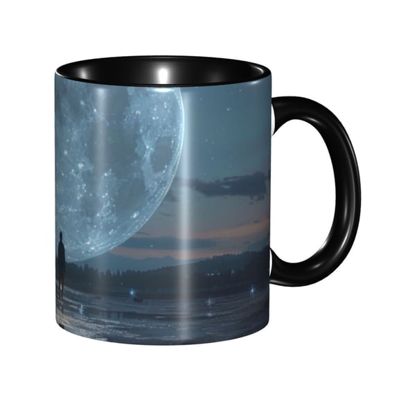 Moon Lake Alone Coffee Mug Fun Custom Ceramic Mugs 11oz Black