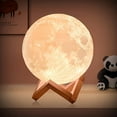 thumbnail image 1 of Moon Lamp 128 Colors Moon Night Light LED 3D Printed Moon Lamp 5.9 Inch Table Lamp with Stand and Remote Control USB Plug, 1 of 9