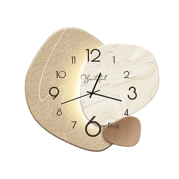 Moon Lamp Alarm Clock with Silent Sweep Movement Decorative Wall Clock Irregular Shape for Living Room Bedroom Study Battery Operated 11.8 Inches