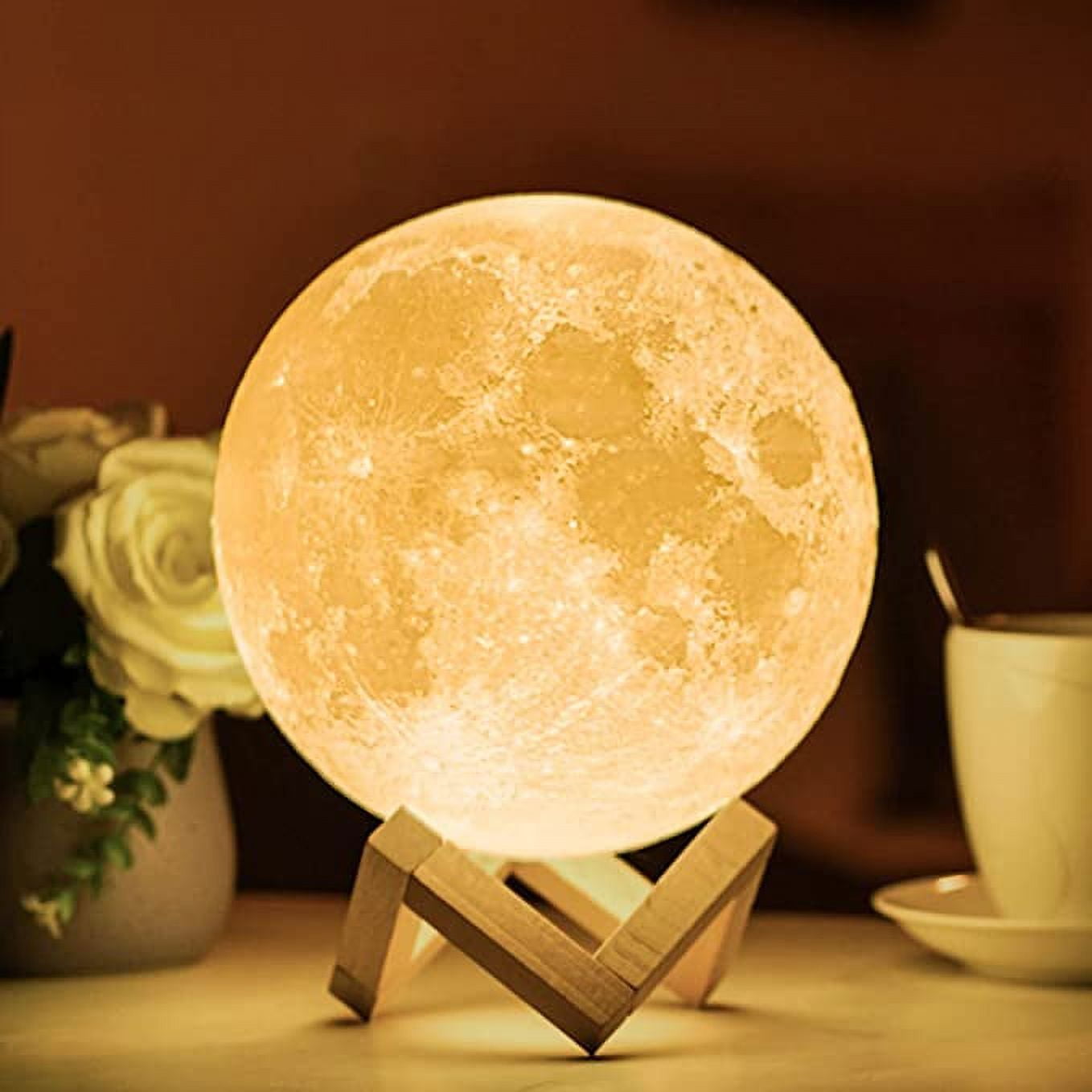 Moon Lamp, Balkwan 4.7 inches 3D Printing Moon Light uses Dimmable and  Touch Con