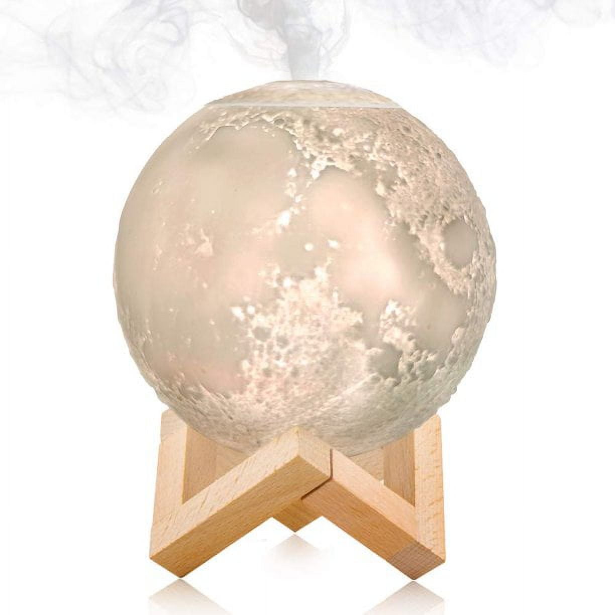 Moon Lamp Cool Mist Humidifier for Bedroom, 3-in-1 Ultrasonic Humidifier & Essential Oil Diffuser for Baby, USB Personal Humidifiers with 8 Colors LED Night Light for Kids Bedroom, Office, Car, Plants