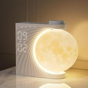 Moon Lamp with Daylight Alarm Clock, 2 Alarm Clocks, Moonlight RGB 8 Colours, 10 Natural Sound, Wake Up Light, Bedside Lamp, 3 Level Night Light for Women, Girls, Boys, Bedroom
