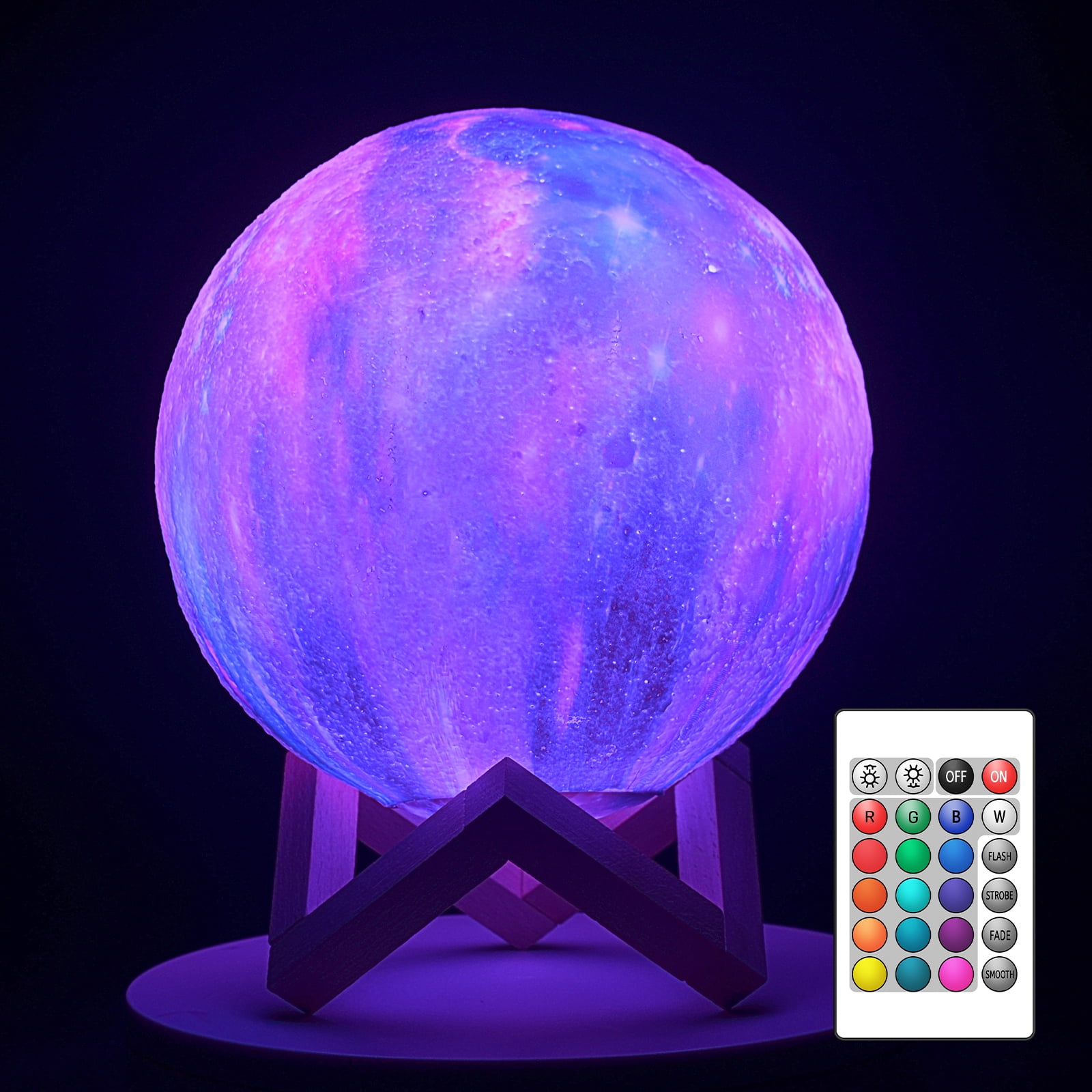 Moon Lamp, Galaxy Lamp 16 Colors LED 3D Moon Light, Remote & Touch