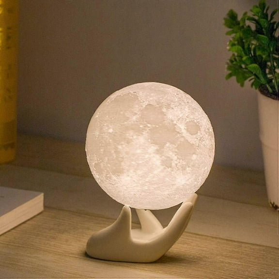 Moon Lamp Moon Light Night Light For Kids Gift For Women Usb Charging And Touch Control Brightness 3d Printed Warm And Cool White Lunar Lamp(3.5in Moo