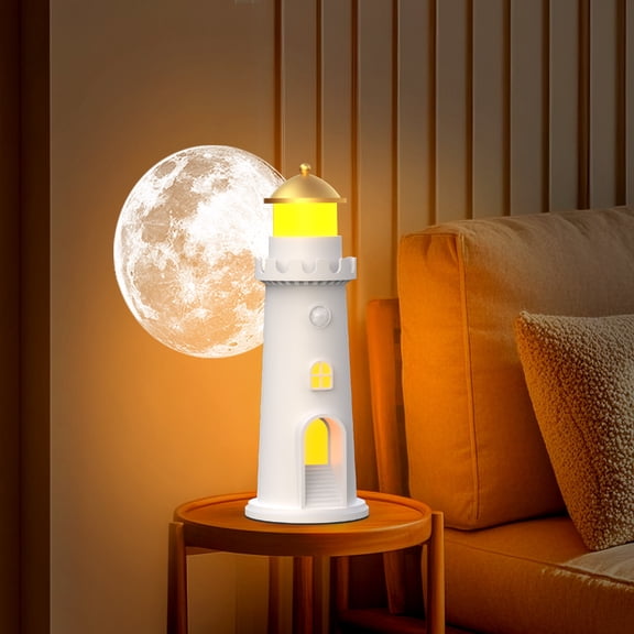 Moon Lamp Projector Night Light,Lighthouse Lamp Decor Night Light for Kids,Moon Light Galaxy Projector Rechargeable LED Aesthetic Table Lamp Christmas Birthday Gifts for Kids Boys Girl