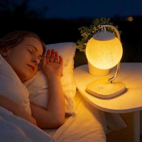 Moon Lamp Wireless Charging LED Night Light Touch Control Dimmable Desk Lamp Eye Protection Reading Lamp for Bedroom Office Study Home Decor Ambient Lighting and Phone Charging Station