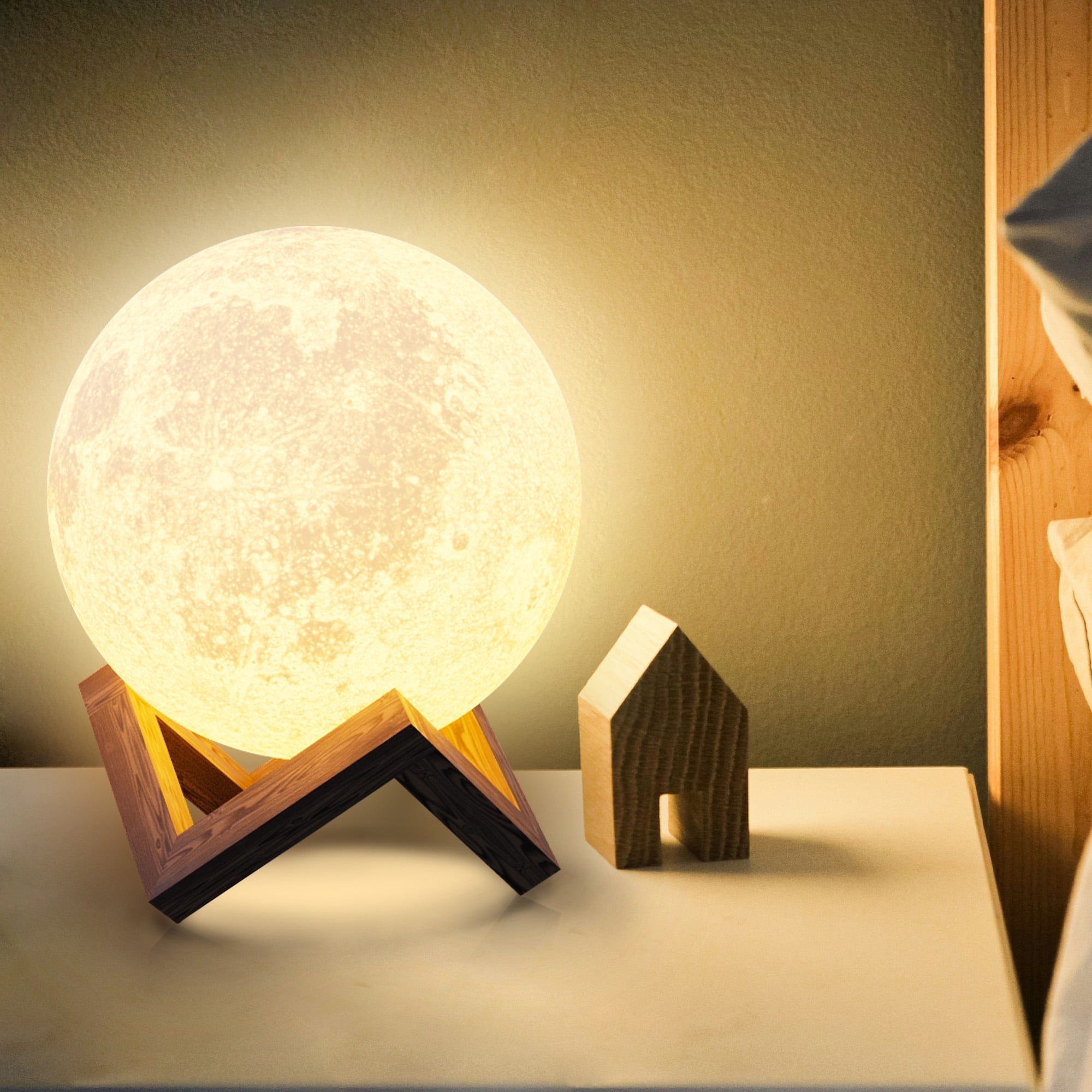 DAYBETTER 4.8Inch Moonlight Night Light for Adults Kids, 16Colors/3D Printing Moon Light Night Lamp for Kids Bedroom Decor