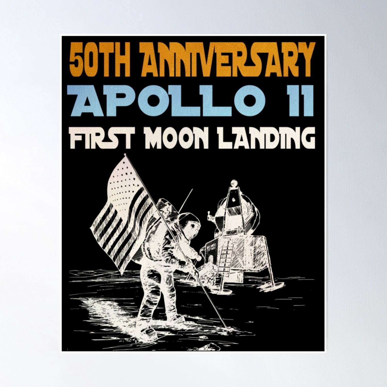 Moon Landing 50Th Anniversary Apollo 11 1969-2019 Poster Wall Art ...