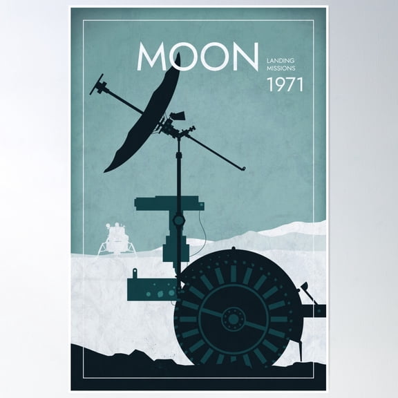 Moon. Landing Missions. 1971. Apollo Program (Pop) Poster Wall Art Modern Wall Decor