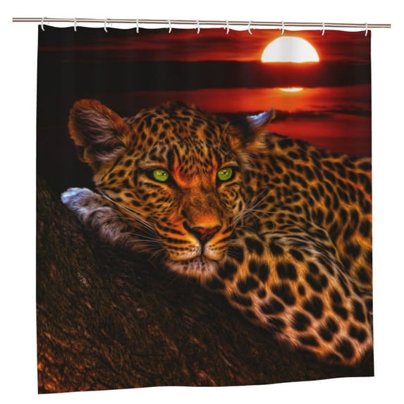 Moon Leopard Cheetah Shower Curtain Sets with 12 Hooks, Shower Curtain Liner Fabric Bathroom Decor Polyester waterproof fabric 72 X72 inches
