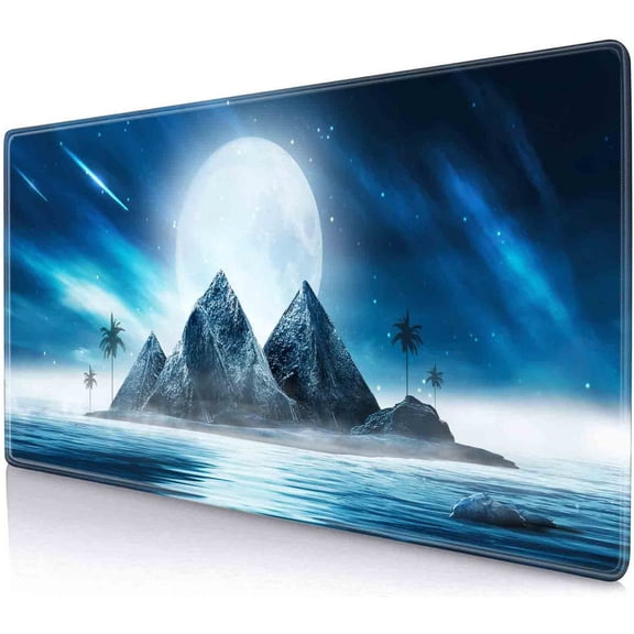 Moon Light Shine Mouse Pad, Abstract Landscape Large Mouse Pads, Anti-Slip Rubber Base XXL Mouse Pad for Full Desk