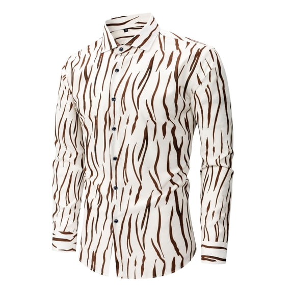 Moon Logo Mens Shirts Long Sleeve Buttons V-Neck Hawaiian Shirt Top