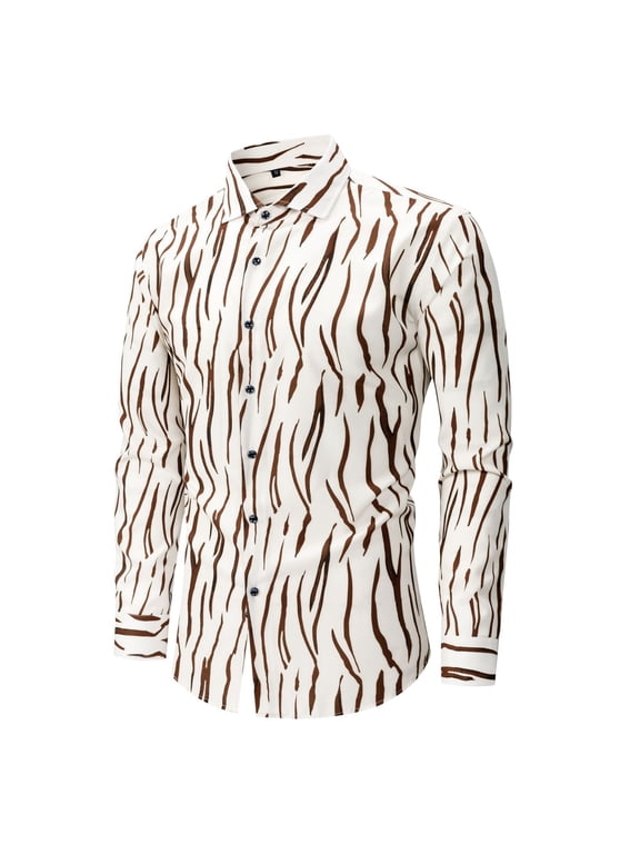 Moon Logo Mens Shirts Long Sleeve Buttons V-Neck Hawaiian Shirt Top