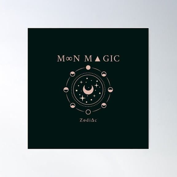 Moon Magic – Mystical Zodiac & Celestial Vibes T-Shirt Poster Wall Art, Modern Wall Decor For Living Room Bedroom, 16x16 UNFRAMED