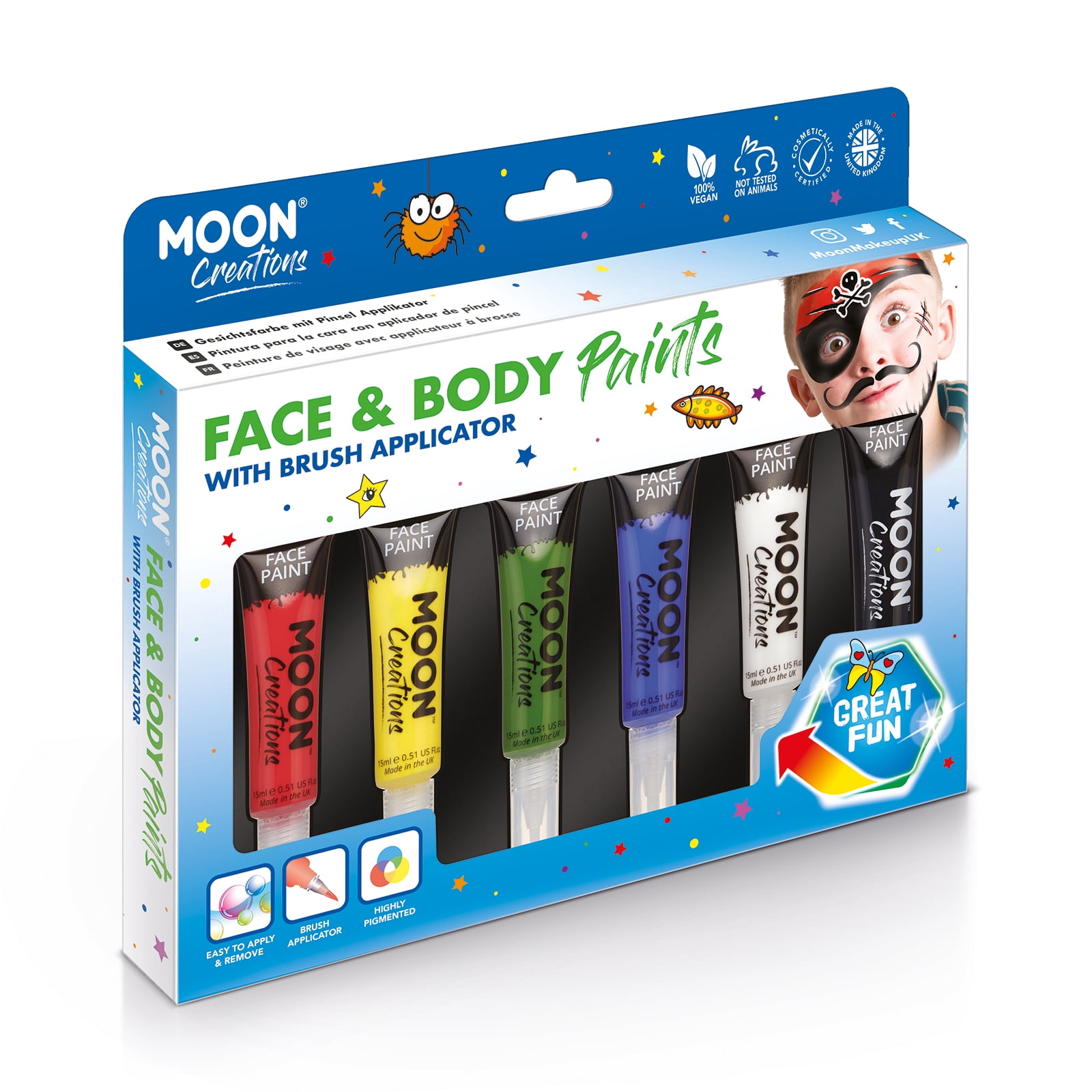 Moon Creations Face and Body Paint Snowman Set 12ml Costume Make Up