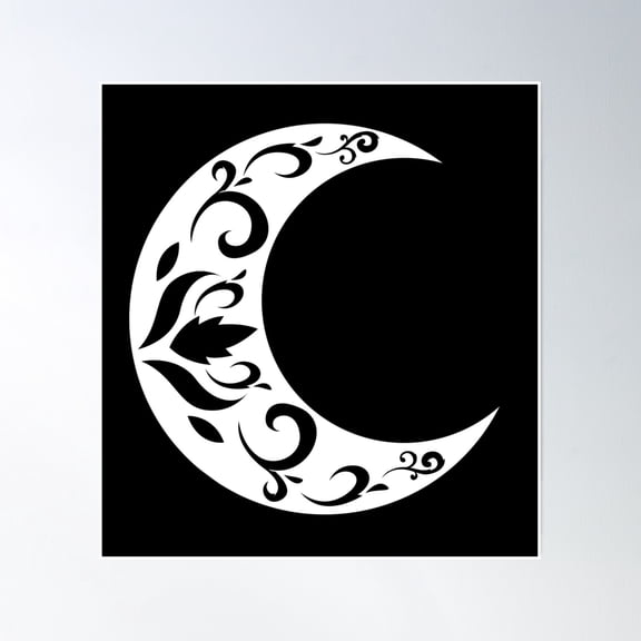 Moon, Metal Moon, Waning Moon, Moon Art, Wicca Moon Poster Wall Art, Modern Wall Decor, 16x16 UNFRAMED
