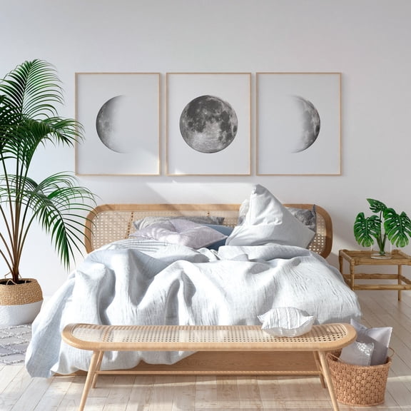 Moon Minimalist Moon Art La Lune Affiche Lunar Phases Wall Art Set 3 Stretched Canvas 16x24