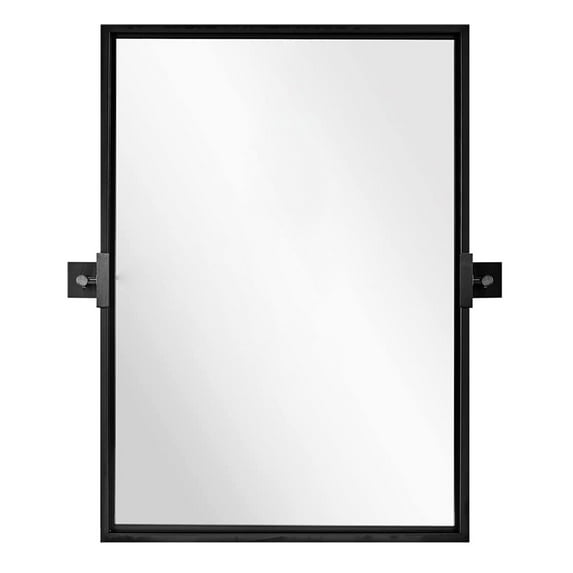 Open Box Moon Mirror 24 x 36 Inch Pivoted Wall Mounted Vanity Mirror, Black