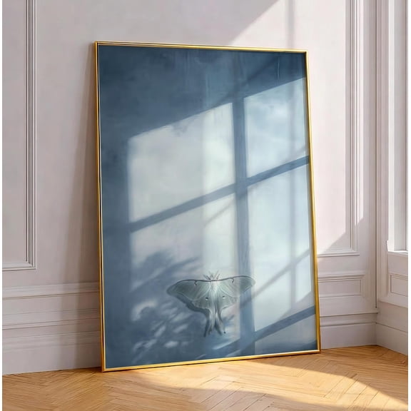 Moon Moth Dusty Blue Nature Wall Decor Unframed Paper Print