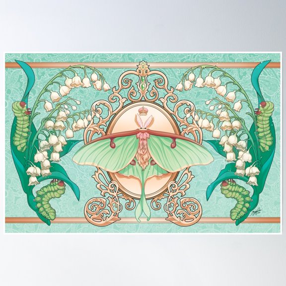 Moon Moth Poster Wall Art, Modern Wall Decor, 8x12 UNFRAMED