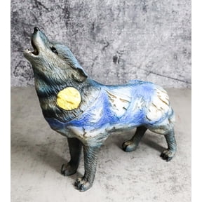 Moon Mountain Native Tribal Howling Wolf Totem Spirit Figurine Collection 6"L