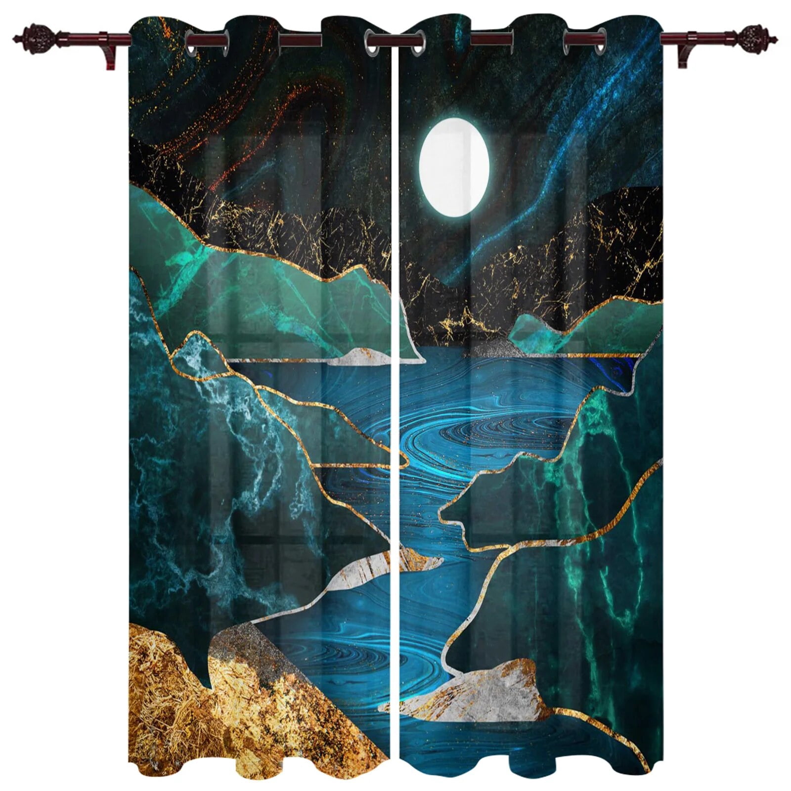 Moon Mountain Peak Valance Window Curtains For Living Room Bedroom ...