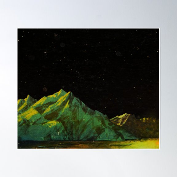 Moon Mountains Poster Wall Art, Modern Wall Decor, 8x12 UNFRAMED