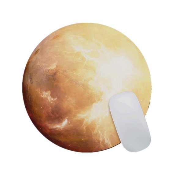 Moon Mouse Pad Round Shape, 8.7 Inch Circular Mouse Mat with Fairy & Planet Design - Premium Thick (3mm) Non-Slip Base, Waterproof Desk Pad for Gaming, Office(220x220mm) (A)