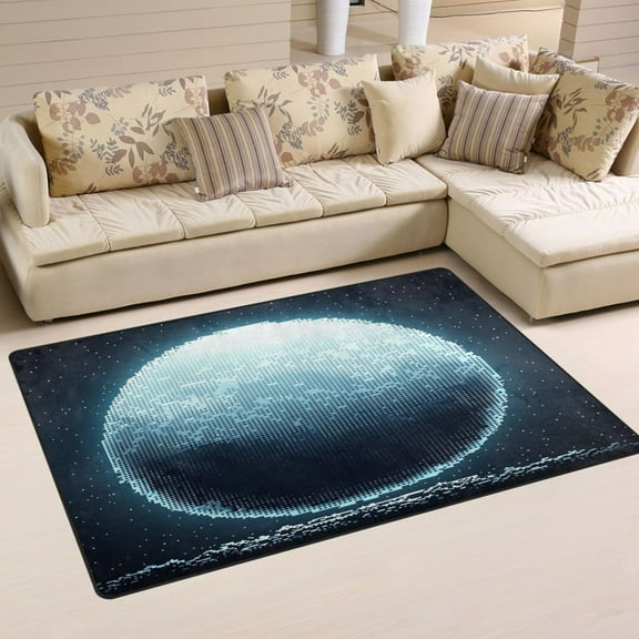 Moon Night Soft Polyester Area Rug 60''x39'', Non Slip, Memory Foam, Water Absorbent