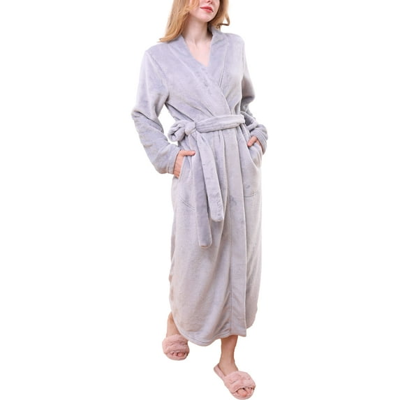 Moon Nite Women's Maxi Length Soft Robe Pajama with Waist Tie (Plus Size Available)
