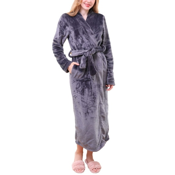Moon Nite Women's Maxi Length Soft Robe Pajama with Waist Tie (Plus Size Available)