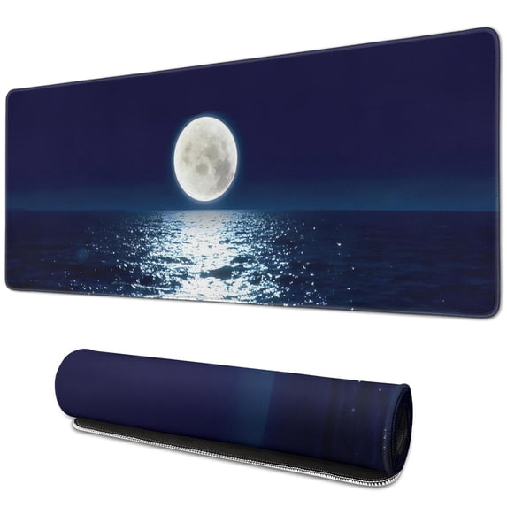 Moon Ocean XXL Large Mouse Pad - Extended 31.5x11.8 Inch Desk Mat with Non-Slip Base, Stitched Edges for Comfortable Gaming on Computer, Office, Keyboard, Laptop