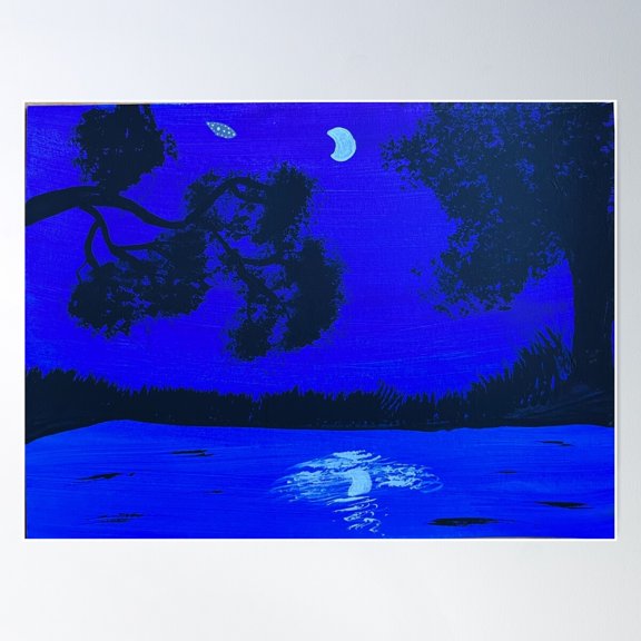 Moon On The Lake Poster Wall Art, Modern Wall Decor For Living Room Bedroom, 16x24 UNFRAMED