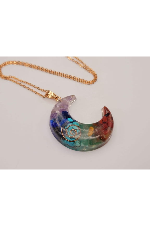 Moon Orgonite Pendant Necklace Metatron Cosmic Healing Crystal Sacred