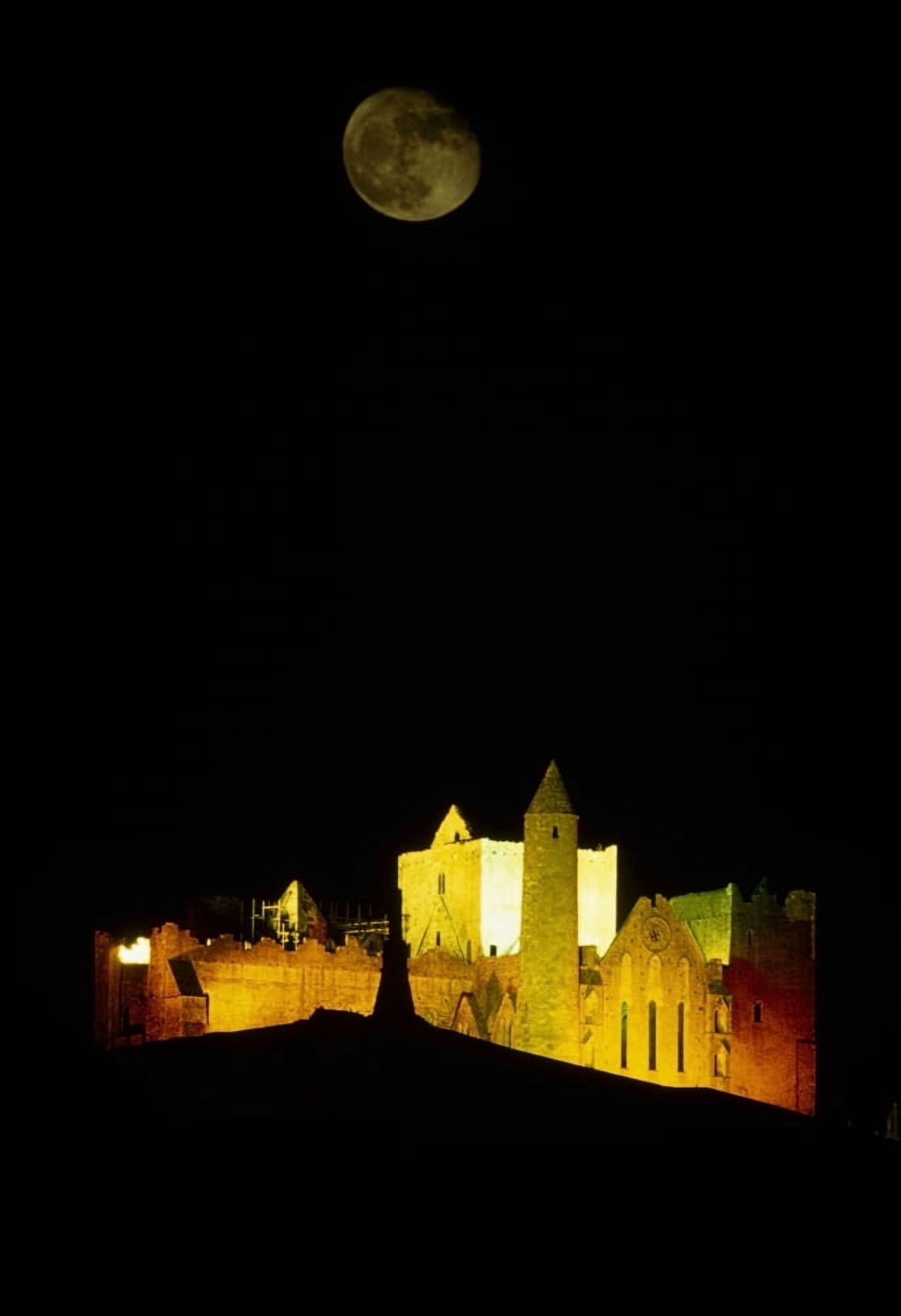 Moon Over Rock Of Cashel Co Tipperary Ireland Canvas Art - The Irish Image Collection Design Pics (24 x 36)