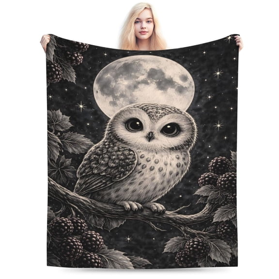 Moon Owl Blanket Mystic Bird Throw Blanket Soft Cozy Blanket for Couch Bed Halloween Decor Gift 50x40