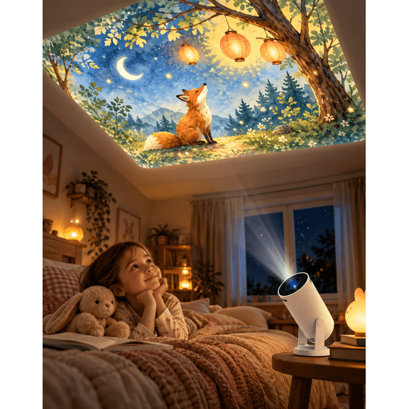 Moon Page Mini Projector with WiFi and Bluetooth, Native 1080P, Auto Focus