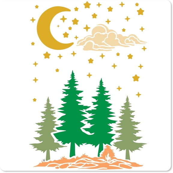 Moon Paint Stencils Forest Stars Clouds Painting Stencil Reusable PET Craft Ornament Drawing Art Template