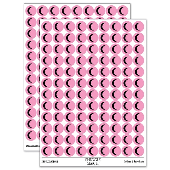 Moon Partial 200+ Round Stickers - Light Pink - Matte Finish - 0.50" Size