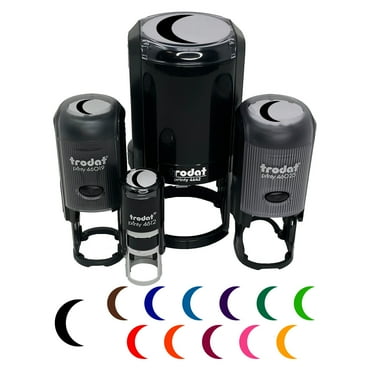 Moon Partial Self-Inking Rubber Stamp Ink Stamper - Black Ink - Mini 1/2 Inch