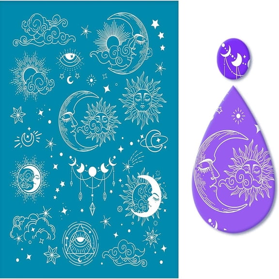 Moon Pattern Non-Adhesive Silk Screen Printing Stencil Reusable Washable Clay Stencils Mesh Transfer Stencils DIY